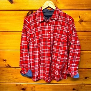TOMMY HILFIGER Women's Flannel  Size M Red and white plaid button down Shirt